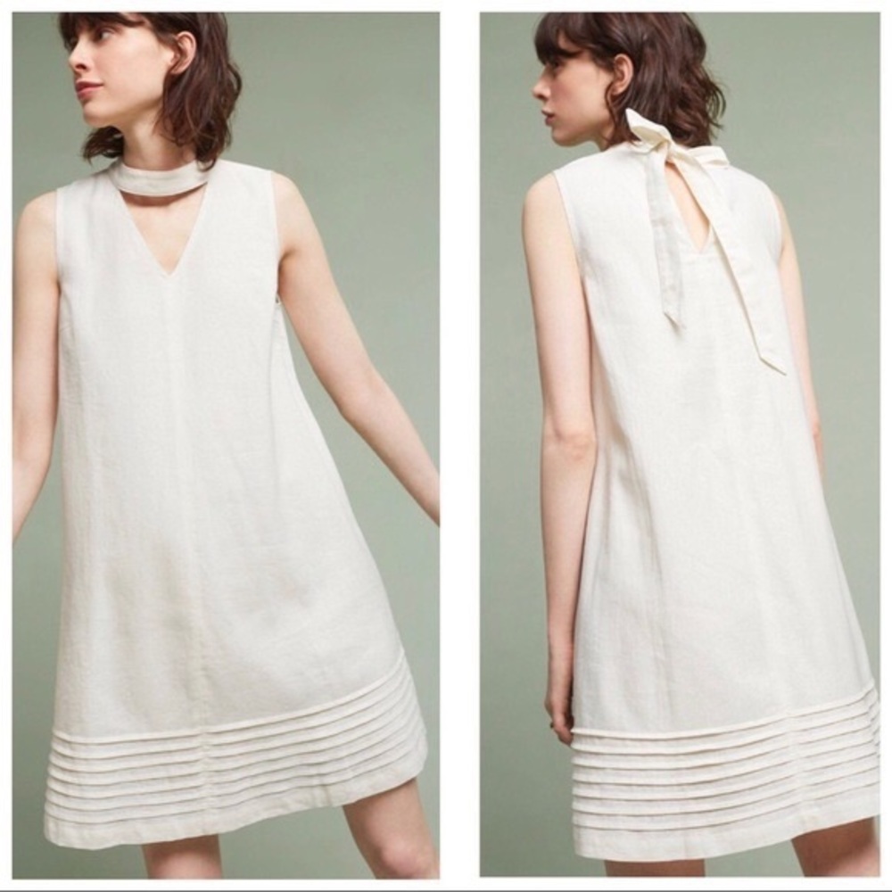 Anthropologie Cutout Linen Swing Dress